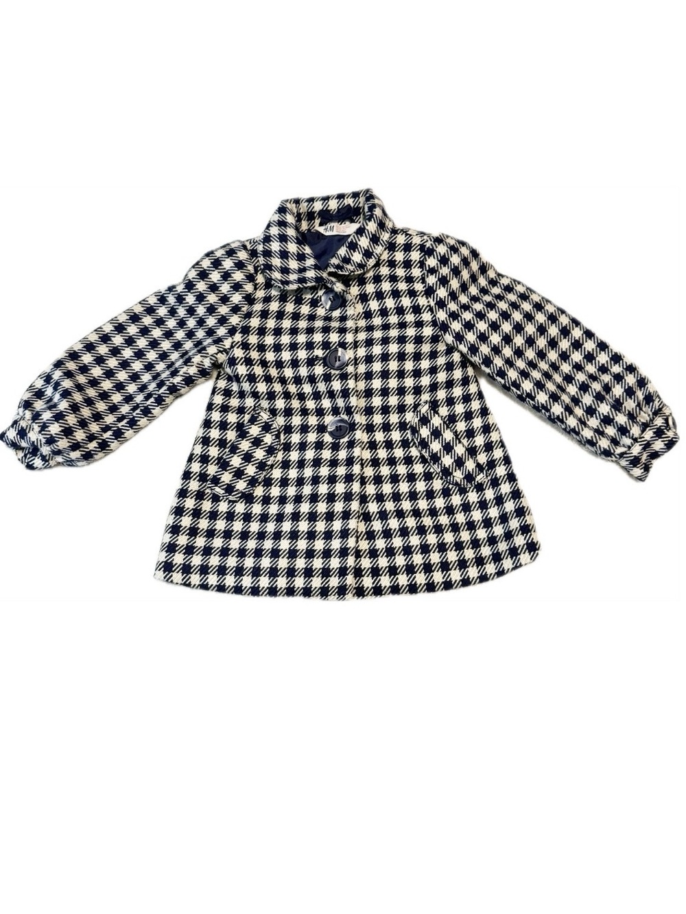 H&M Black and White Houndstooth Pea Coat